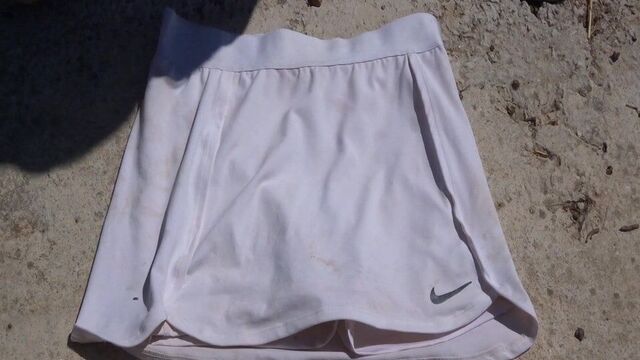 Piss on white nike skort 2