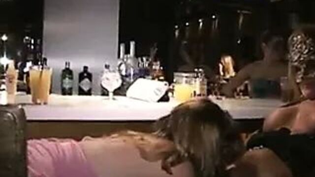 Pink nipple MILF sucks tits cunt and cock at bar