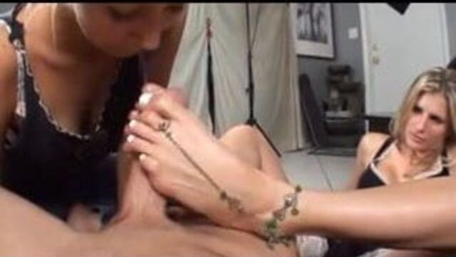 French maid footjob