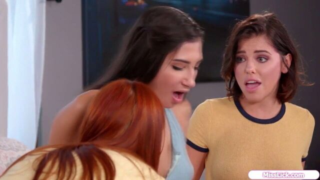 Horny redhead gets both bffs to lick and facesit each other