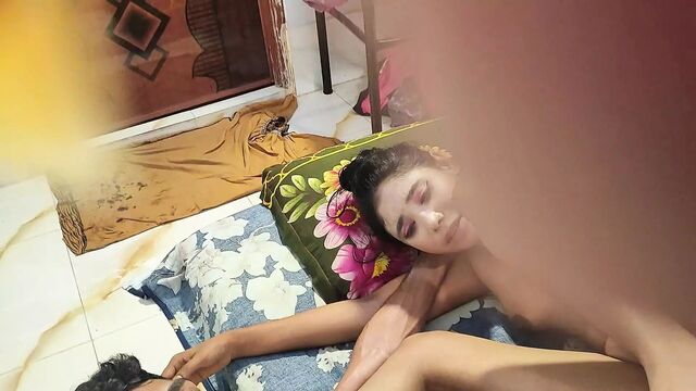 Horny stepmommy and teen girl rides and takes big cock deep threesome