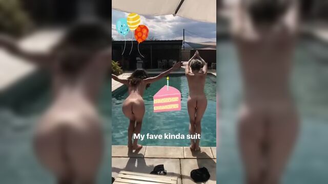 Carly Foulkes and Nouel Riel jump in pool naked