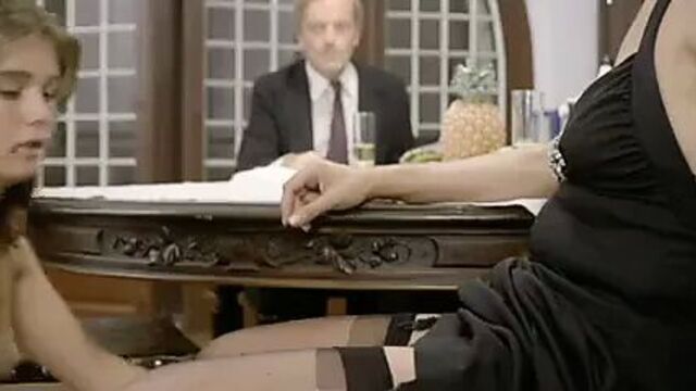 A Girl licking milf pussy while a man watches