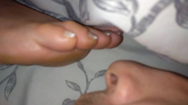 Handjob smelling mother's feet