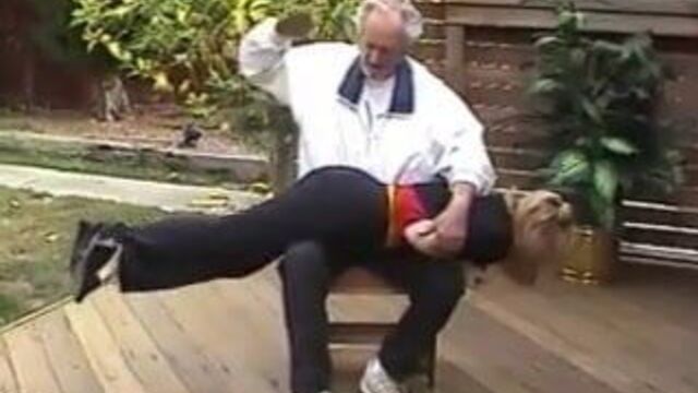 She is Spanked by a Old Man