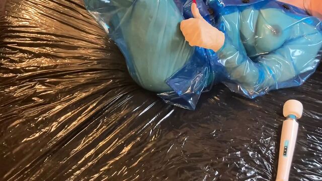 Blue Transparent PVC Plastic Masturbation