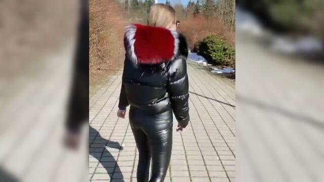 Miss Fur in Glossy Short Puffer Jacket