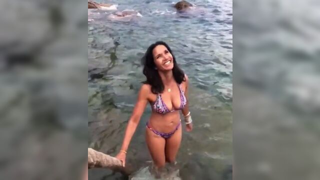 Padma Lakshmi in bikini in the water