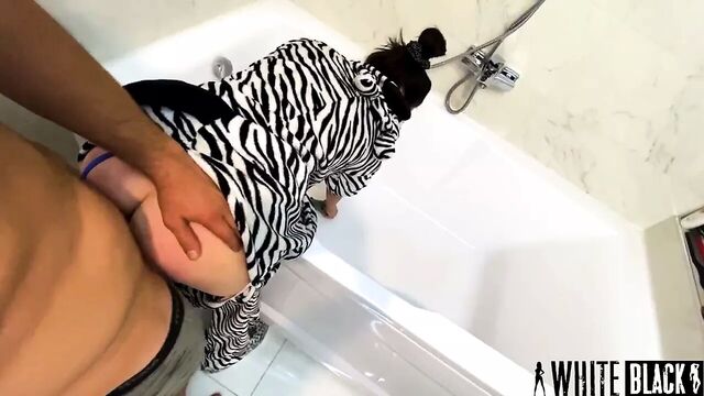 Fucked in the ass a bitch in a zebra costume