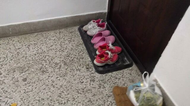 Cum on unknown girl shoes In the building 15.10.2020